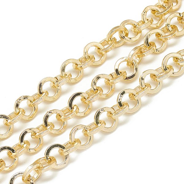 Cadenas De Aluminio Rolo, Cadenas De Eructo, Sin Soldar, Anillo Plano, Oro, 8X1.6Mm-image