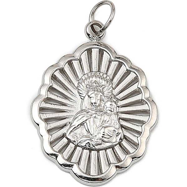 Virgin Mary Theme 304 Stainless Steel Pendants, Oval, Cadmium Free & Nickel Free & Lead Free, Stainless Steel Color, 23X17X2Mm, Hole: 4Mm-image