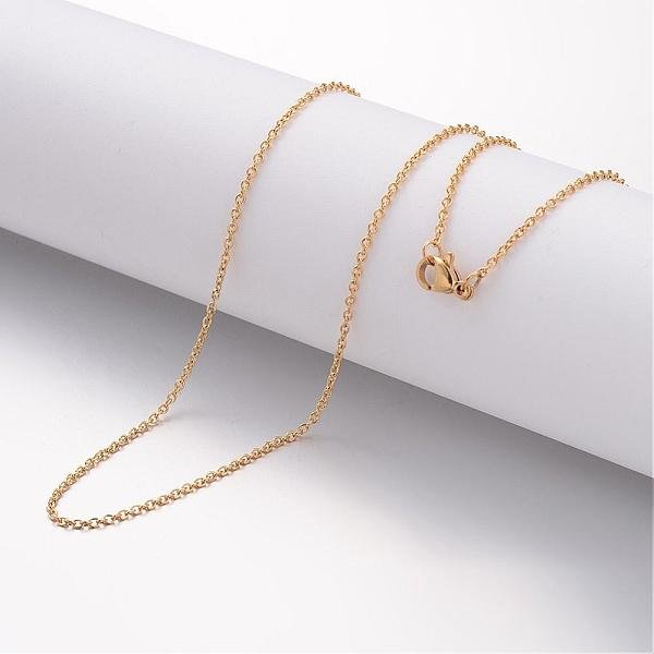 Collana In Acciaio Inossidabile Placcato Ionico (Ip) 304, Catene Portacavi, Con Fermagli Di Lobster , Vero Placcato Oro 18K, 19.69 Pollice (500 Mm), 1.5Mm-image