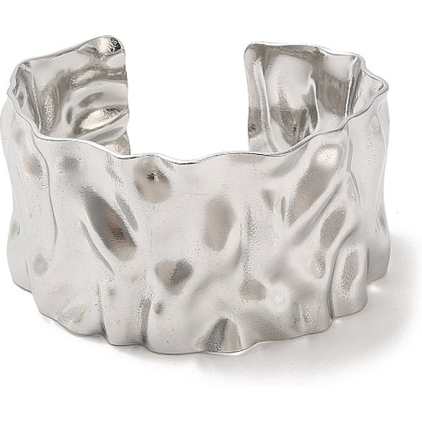 Non-Tarnish 304 Stainless Steel Wide Open Cuff Bangles, Jewelry For Women, Stainless Steel Color, Inner Diameter: 2-1/8-2-3/8 Inch(5.4-5.9Cm)-image