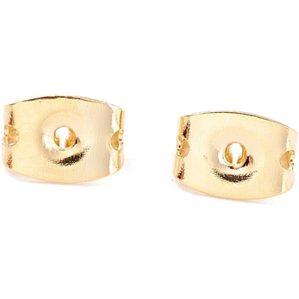 Rack Plating Brass Friction Ear Nuts, Long-Lasting Plated, Real 18K Gold Plated, 6X4X3.5Mm, Hole: 1Mm-image