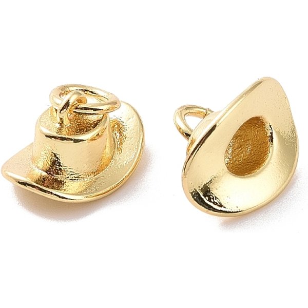 Acumular Charms De LatóN Chapado, Con Anillo De Salto, Plateado De Larga DuracióN, Sin Plomo Y Cadmio, Sombrero, Real 18K Chapado En Oro, 6.5X12X8Mm, Agujero: 3 Mm-image