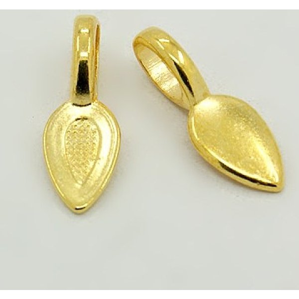 Lega di stile tibetano colla sulle barre pad piatti, foglia, cadmio & nichel &piombo libero, oro, 21x8x6mm, Foro: 4 mm