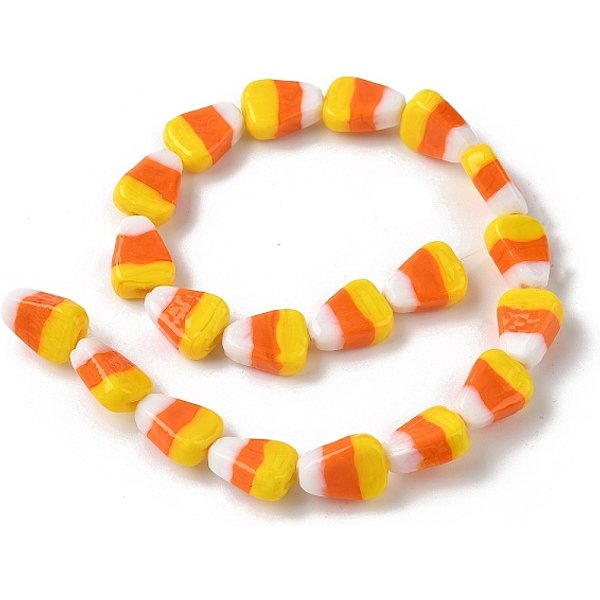 Manuell Murano Glas Perlen, Mais, Orange, 18X13X7 Mm, Bohrung: 1.4 Mm-image