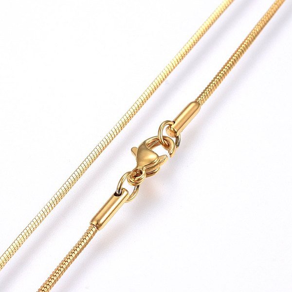 304 Stainless Steel Snake Chain Necklaces, With Lobster Claw Clasps, Golden, 19.69 Inch(50Cm), 1.2Mm-image