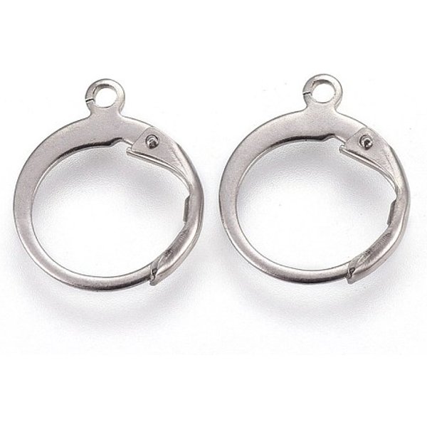 Tarnish Resistant 304 Stainless Steel Leverback Earring Findings, With Loop, Stainless Steel Color, 14.5X12.5X2Mm, Hole: 1.2Mm-image