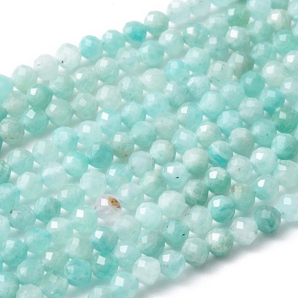Natural Amazonite Bead Strands, Faceted Round, 3Mm, Hole: 0.8Mm, About 118-130Pcs/Strand, 14.96 Inch(38Cm)-image