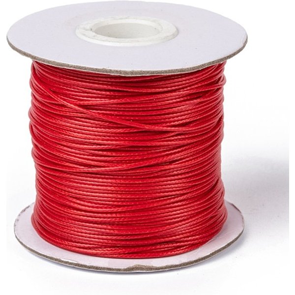 Korean Waxed Polyester Cord, Crimson, 1Mm, About 85Yards/Roll-image