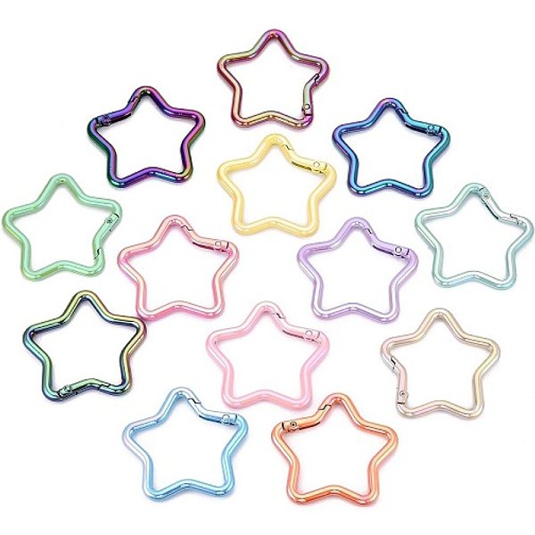 Anillos De Resorte Para Compuerta De AleacióN Galvanizada Y Pintada Con Aerosol, Estrella, Sin Plomo Y Cadmio, Color Mezclado, 47X47-47.5X4.5Mm-image