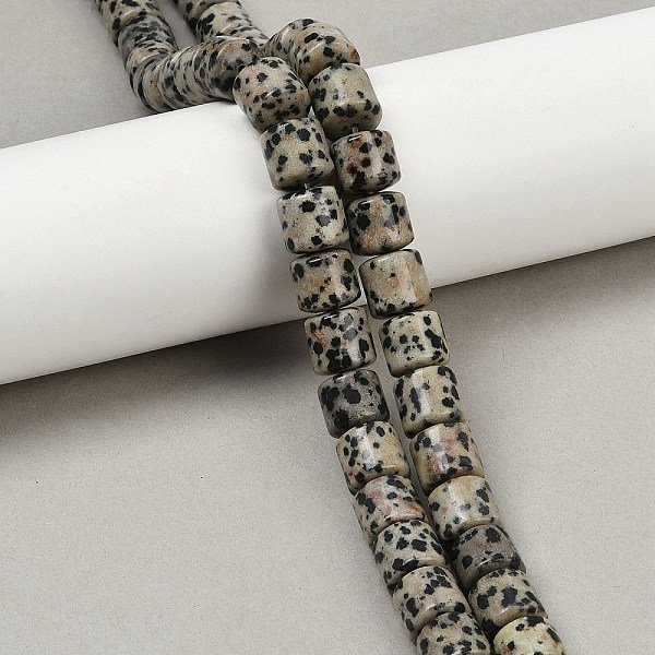 Natural Dalmatian Jasper Beads Strands, Column, 9-10X10Mm, Hole: 1Mm, About 40Pcs/Strand, 15.55 Inch(39.5Cm)-image