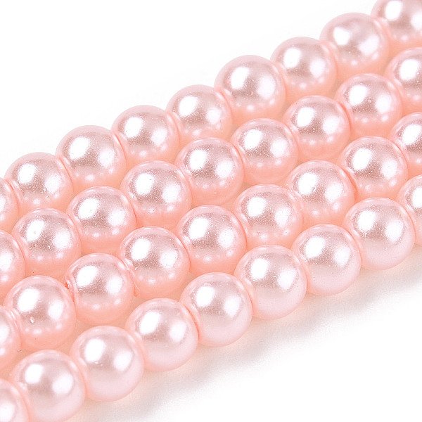 Baking Painted Pearlized Glass Pearl Round Bead Strands, Misty Rose, 4-5Mm, Hole: 1Mm, About 200-210Pcs/Strand, 31.4 Inch-image
