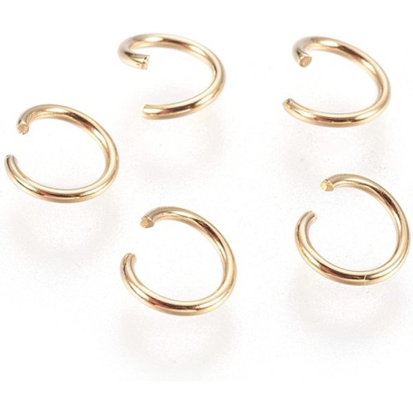 304 Stainless Steel Open Jump Rings, Golden, 20 Gauge, 6X0.8Mm, Inner Diameter: 4.5Mm, About 500Pcs/Bag-image