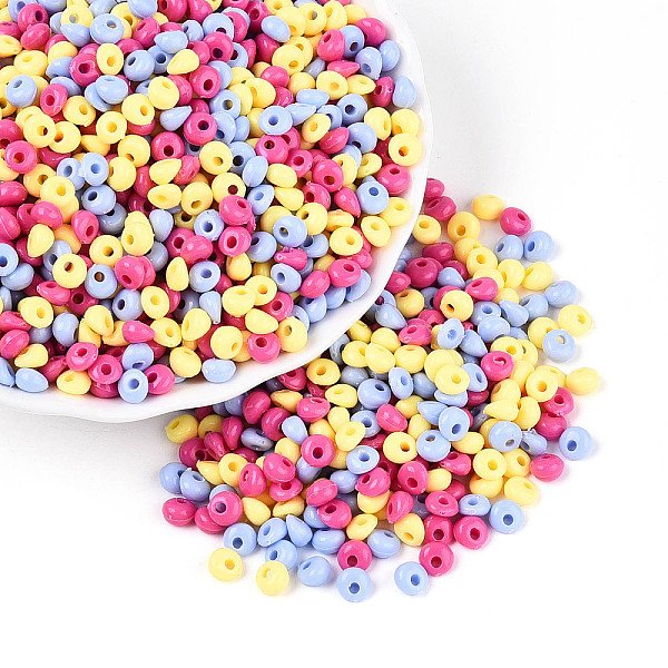 Opaque Acrylic Beads, Teardrop, Hot Pink, 5X5X3Mm, Hole: 1.5Mm, About 11630Pcs/500G-image