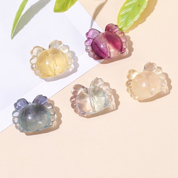 Perle Intagliate Di Fluorite Naturale, Granchio, 16X13X9Mm-image