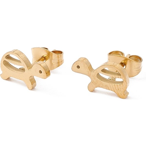 Pendientes De Tortuga De Acero Inoxidable 304 Para Mujer, Dorado, 6X10.5Mm, Pin: 0.8 Mm-image