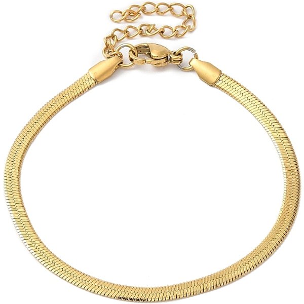 Ion Plating(Ip) 304 Stainless Steel Herringbone Chain Bracelet For Men Women, Golden, 7 Inch(17.7Cm)-image