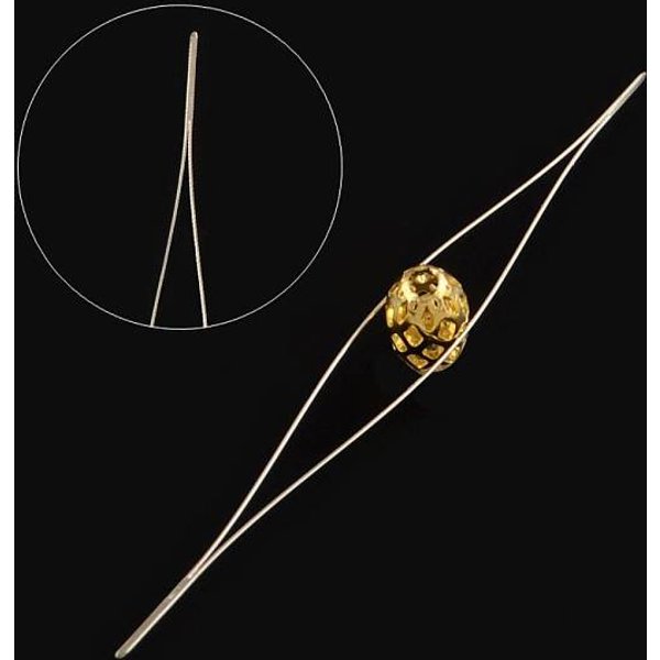 Iron Collapsible Big Eye Beading Needles, Seed Bead Needle, Beading Embroidery Needles For Jewelry Making, Platinum, 100X0.5Mm-image