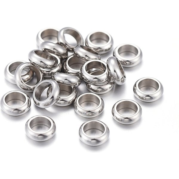 Tarnish Resistant 201 Stainless Steel Spacer Beads, Rondelle, Stainless Steel Color, 6X2Mm, Hole: 4Mm-image