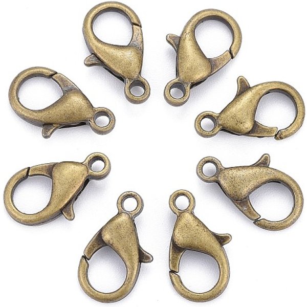 Zinc Alloy Lobster Claw Clasps, Parrot Trigger Clasps, Cadmium Free & Nickel Free & Lead Free, Antique Bronze, 14x8mm, Hole: 1.8mm