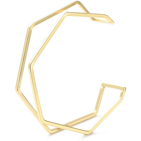 Manschettenarmreifen Aus 304 Edelstahl, Golden, Hexagon, Innendurchmesser: 2-1/4 Zoll (5.75 Cm)-image