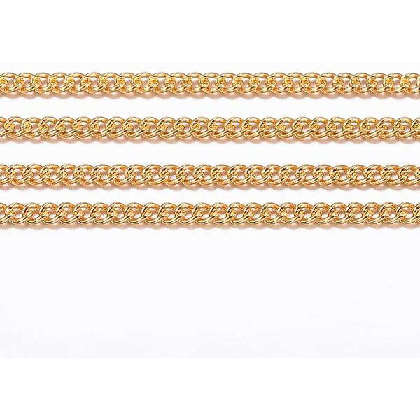 Cadenas Trenzadas De Acero Inoxidable 304 Con Recubrimiento IóNico (Ip), Cadenas Del Encintado, Soldada, Con Carrete, Dorado, 1.2X1.1X0.3Mm, Aproximadamente 32.8 Pie (10 M) / Rollo-image