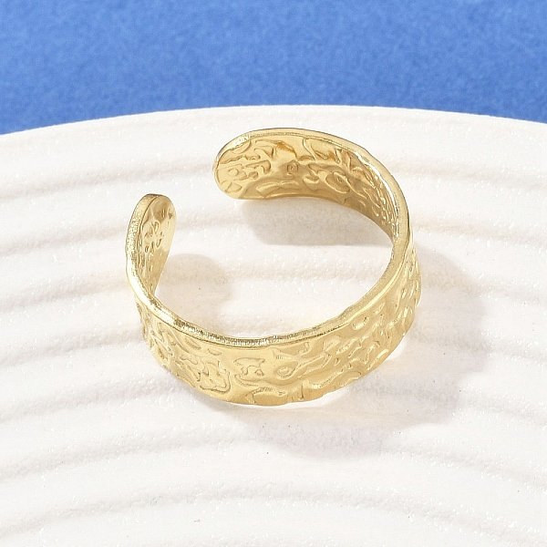 304 Stainless Steel Cuff Rings, Ion Plating(Ip), Real 18K Gold Plated, 7Mm-image