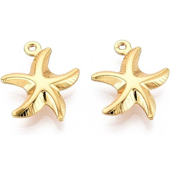 Pendentifs Animaux Marins En Acier Inoxydable 304, Breloques D'éToiles De Mer, Placage Ionique (Ip), VéRitable 18K Plaqué Or, 16X14X3.5Mm, Trou: 1Mm-image
