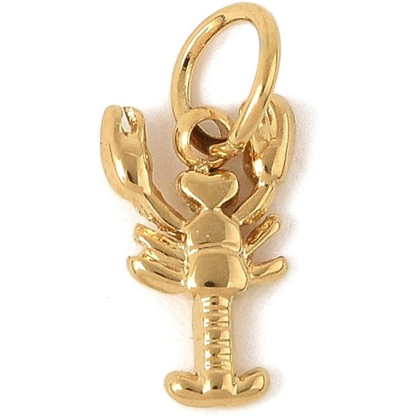 304 Stainless Steel Charms, With Jump Ring, Marine Animals, Golden, Lobster, 12X7X2Mm, Hole: 3Mm-image
