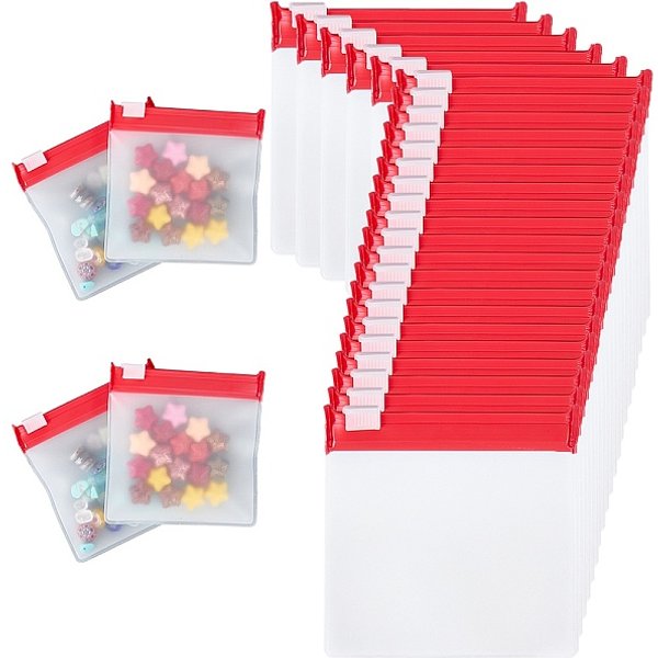 Eva 40Pcs Sacs En Plastique à Fermeture éClair, Sacs De Rangement De Voyage Portables Auto-ScelléS, CarréE, Rouge, 7.8X7.8X0.65 Cm-image