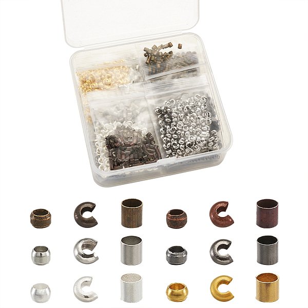 Perline Ondulato In Ottone, Forme Misto, Colore Misto, 2.5X2.5Mm, Foro: 2 Mm-image