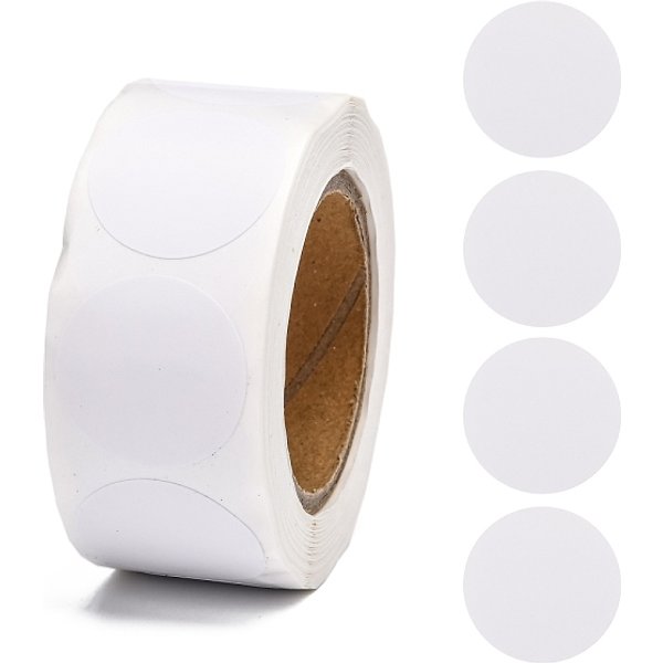 Self-Adhesive Blank Paper Gift Tag Stickers, Adhesive Labels, For Festive, Hoilday, Wedding Presents, White, Sticker: 25Mm, About 500Pcs/Roll-image