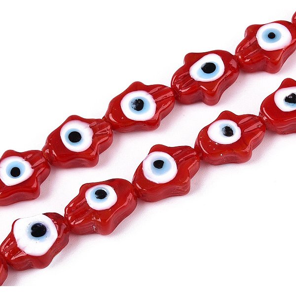 Handmade Evil Eye Lampwork Beads Strands, Fish, FireBrick, 13-15x10-11x5-6mm, Hole: 1.6-1.8mm, about 28pcs/strand, 14.37''(36.5cm)