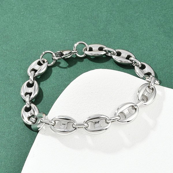 304 Stainless Steel Link Chain Bracelets for Women Men, Oval, Stainless Steel Color, 8-5/8 inch(21.9cm)