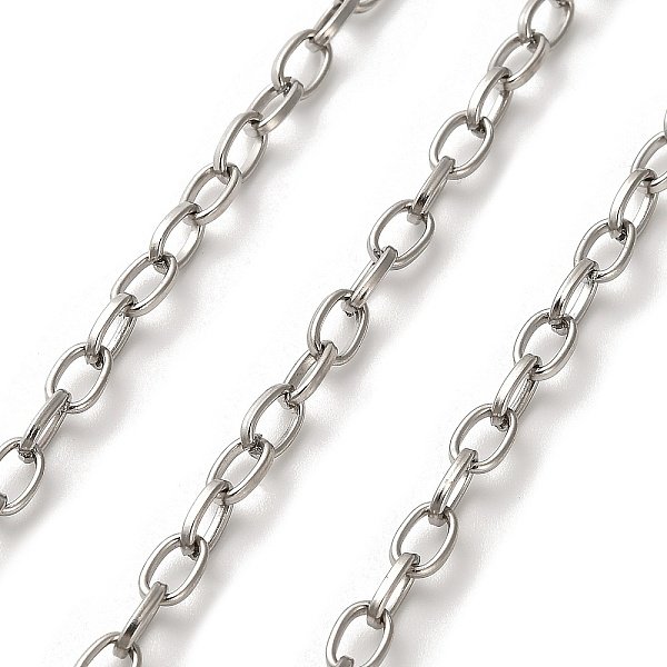 304 Stainless Steel Cable Chains, Unwelded, Stainless Steel Color, 6.5X4X1Mm-image