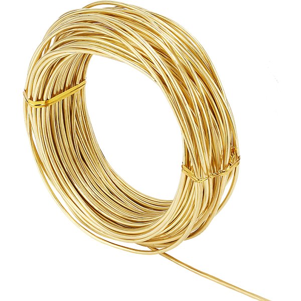 Filo Di Ottone Per La Realizzazione Di Gioielli, Tondo, Oro, 12 Gauge, 2Mm, Circa 65.62 Piedi (20 M)/Rotolo-image