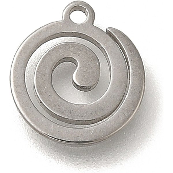 304 Stainless Steel Charms, Laser Cut, Spiral Charm, Stainless Steel Color, 9.5X10.5X1Mm, Hole: 1.2Mm-image
