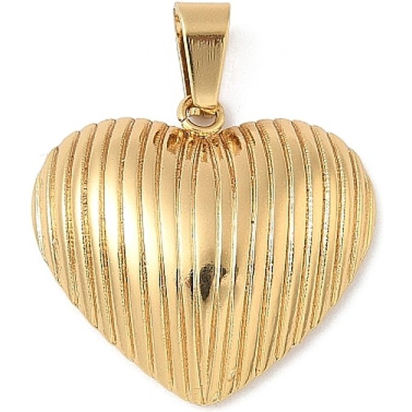 AnhäNger Aus Edelstahl 304, Herz, Ionenbeschichtung (Ip), Echtes 18K Vergoldet, 23X24.5X5 Mm, Bohrung: 3X6 Mm-image