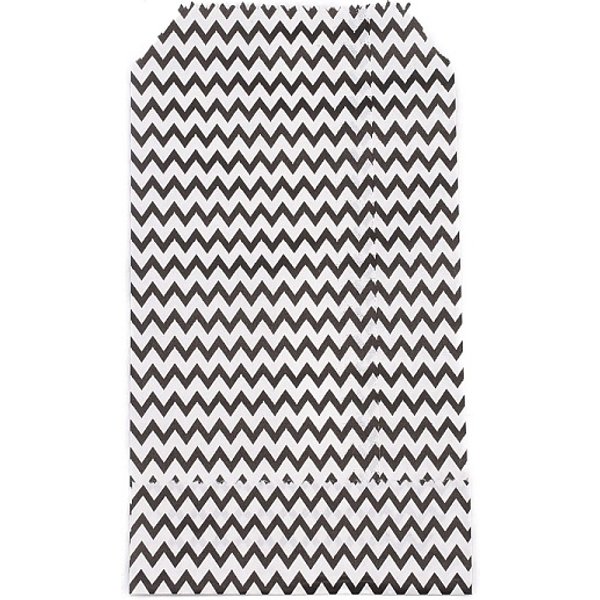 White Kraft Paper Bags, No Handles, Storage Bags, Wave Pattern, Wedding Party Birthday Gift Bag, Black, 15X8.3X0.02Cm-image