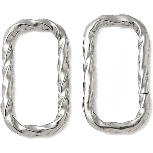 Anneaux De Liaison TorsadéS En Acier Inoxydable 304, Anti-Ternissement, Couleur Inoxydable, Rectangle, 17X10X1.5Mm, DiamèTre IntéRieur: 14X6.5 Mm-image