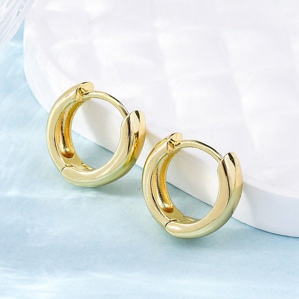LatóN Pendientes De Aro Huggie, Plateado De Larga DuracióN, Anillo, Real 18K Chapado En Oro, 16X5Mm, Pin: 0.8 Mm-image