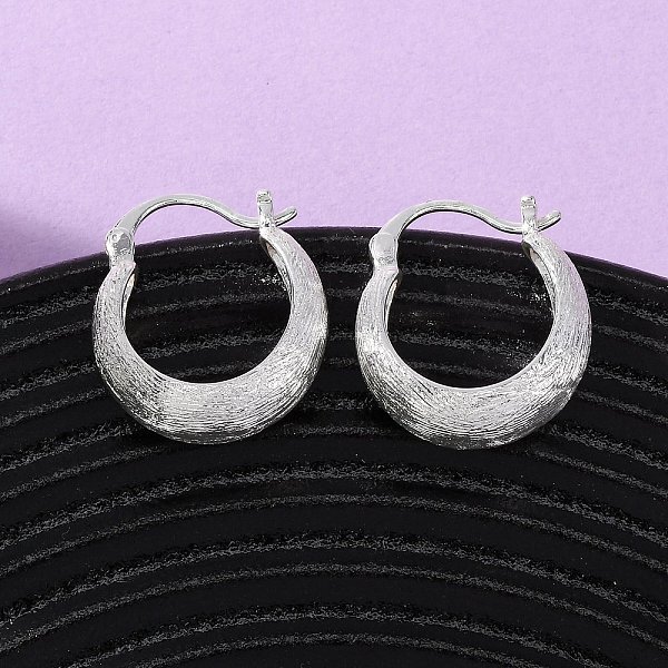 Brass Ring Hoop Earrings, Nickel Free, Silver, 19.5X17.5X9Mm-image