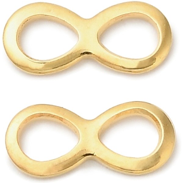 304 Stainless Steel Links, Infinity, Golden, 4.5x10x1mm, Hole: 2.5x3.5mm