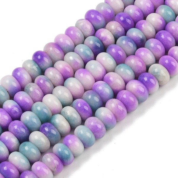 Dyed Natural White Jade Beads Strands, Rondelle, Medium Purple, 10X6Mm, Hole: 1.2Mm, About 63Pcs/Strand, 14.88''(37.8Cm)-image