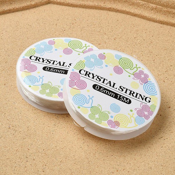 Fil De Cristal éLastique Rond, Cordon De Perles Extensible, Pour La Fabrication De Bijoux En Perles, Clair, 0.6Mm, Environ 16.40 Yards (15 M)/Rouleau-image