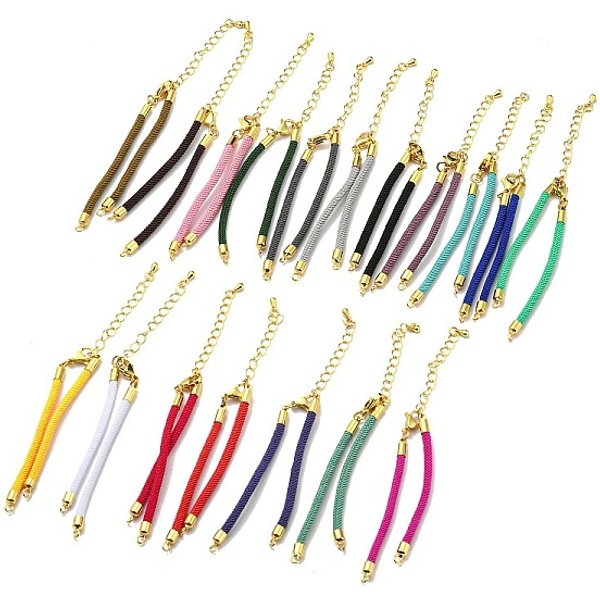 Fabricaciones de pulseras con cordones de nailon aptas para dijes de conectores., Con accesorios de latón y cierres de pinza de langosta de acero inoxidable 304., Plateado de larga duración, color mezclado, 6-1/2-6-3/4 pulgada (16.5-17 cm)...