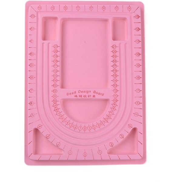 Plastic Bead Design Boards, Pink, Size: About 24Cm Wide, 33Cm Long, 1Cm Thick-image