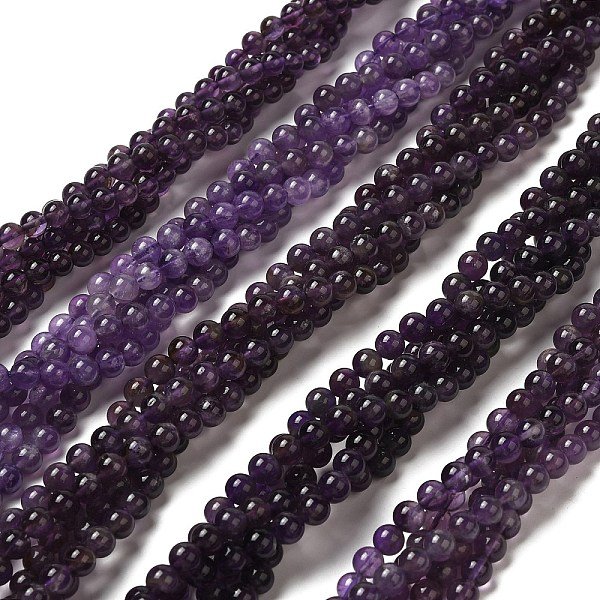 Naturstein Perlen SträNge, Amethyst, Ab Klasse, Runde, Lila, 6 Mm, Ca. 61-63 Stk. / Strang, 15.3 Zoll-image