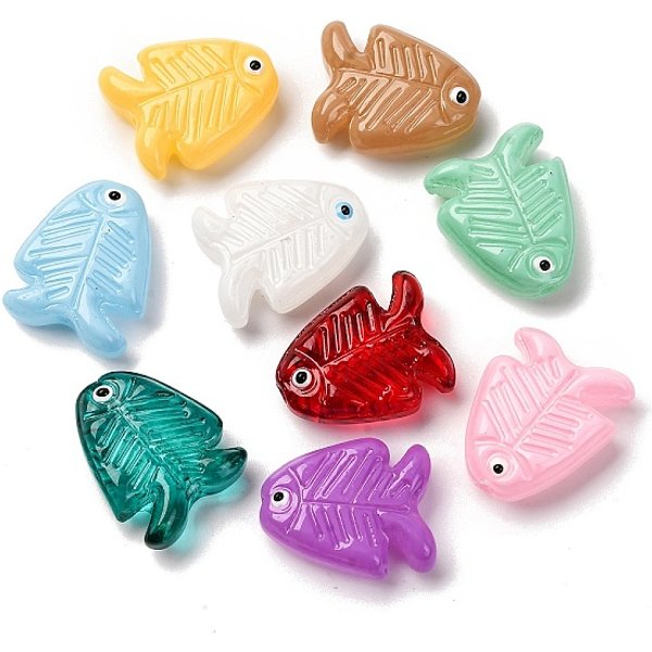 Cuentas De Esmalte Hechas A Mano, Pescado, Color Mezclado, 21.5X18X7Mm, Agujero: 1.5 Mm-image