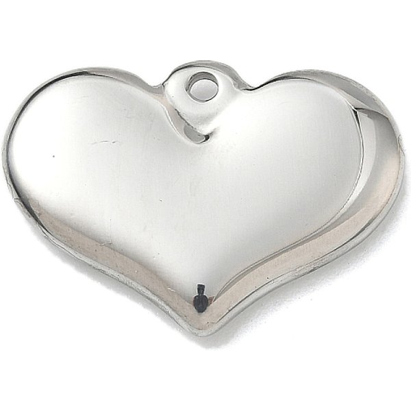 304 Stainless Steel Pendants, Heart, Stainless Steel Color, 20.5X28.5X4.5Mm, Hole: 2Mm-image