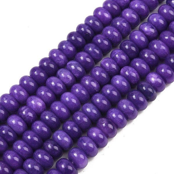 Dyed Natural White Jade Beads Strands, Rondelle, Indigo, 10X6Mm, Hole: 1.2Mm, About 63Pcs/Strand, 14.88''(37.8Cm)-image